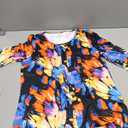 KISSMODA Women's Round Neck Pleated 3/4 Sleeve Tunic Summer Florals Top S