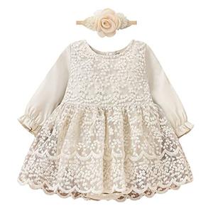 Baby Girl Long Sleeve Floral Sheer Lace Tulle Romper Tutu Dress Boho Ruffled Jumpsuit Toddler 1st Birthday Outfit Cake Smash Infant Christening Romper Dress Baby Photo Shoot Fall Winter Outfits