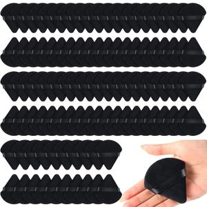 Meanplan 100 Pcs Powder Puff Face Soft Makeup Sponge Triangle Powder Puffs for Loose Velour Cosmetic Foundation Wet Dry Sponge Makeup Tools(Black)