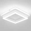 CANEOE 24W Square Hallway Light, Modern Flush Mount Led Ceiling Light,White Acrylic Close to Ceiling Lights for Bedroom Dining Room Kitchen Balcony Bathroom Aisle Ceiling Lamp (Cool White,6000K) (1 Pack)