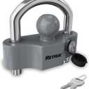 RETRUE Heavy-Duty Universal Coupler Lock Trailer Locks Ball Hitch Trailer Hitch Lock Adjustable Security Steel Fits 1-7/8 Inch, 2 Inch, 2-5/16 Inch Couplers Grey & Silver