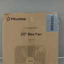 PELONIS 20 Inch Box Fan  3 Speeds, 25ft/s, Floor Fans, Superior Air Throw (2295 CFM), Lightweight, 5 Blades, Portable & Durable for Bedroom, Office, Living Room, Garage (Grey)