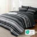 Bedsure Twin XL Comforter Set 5 Pieces, Black Striped Bedding Set for All Seasons, Reversible, Cationic Dyeing Bed in a Bag with Comforter, Sheets, Pillowcase & Sham