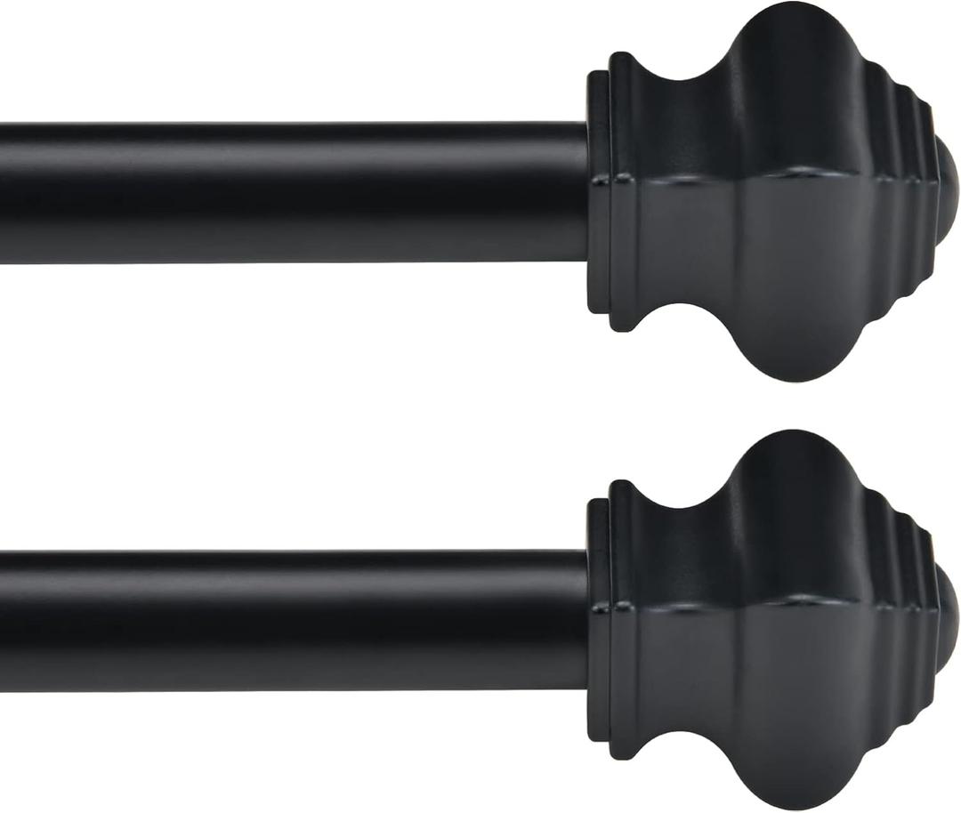 Curtain Rods for Windows 46-78 Inch, 5/8"Black Curtain Rods 2 pack, Stainless Steel Heavy Duty Curtain Rods for Bedroom, Living Room, Outdoor Curtain Rod Black (32"-78"2pack)