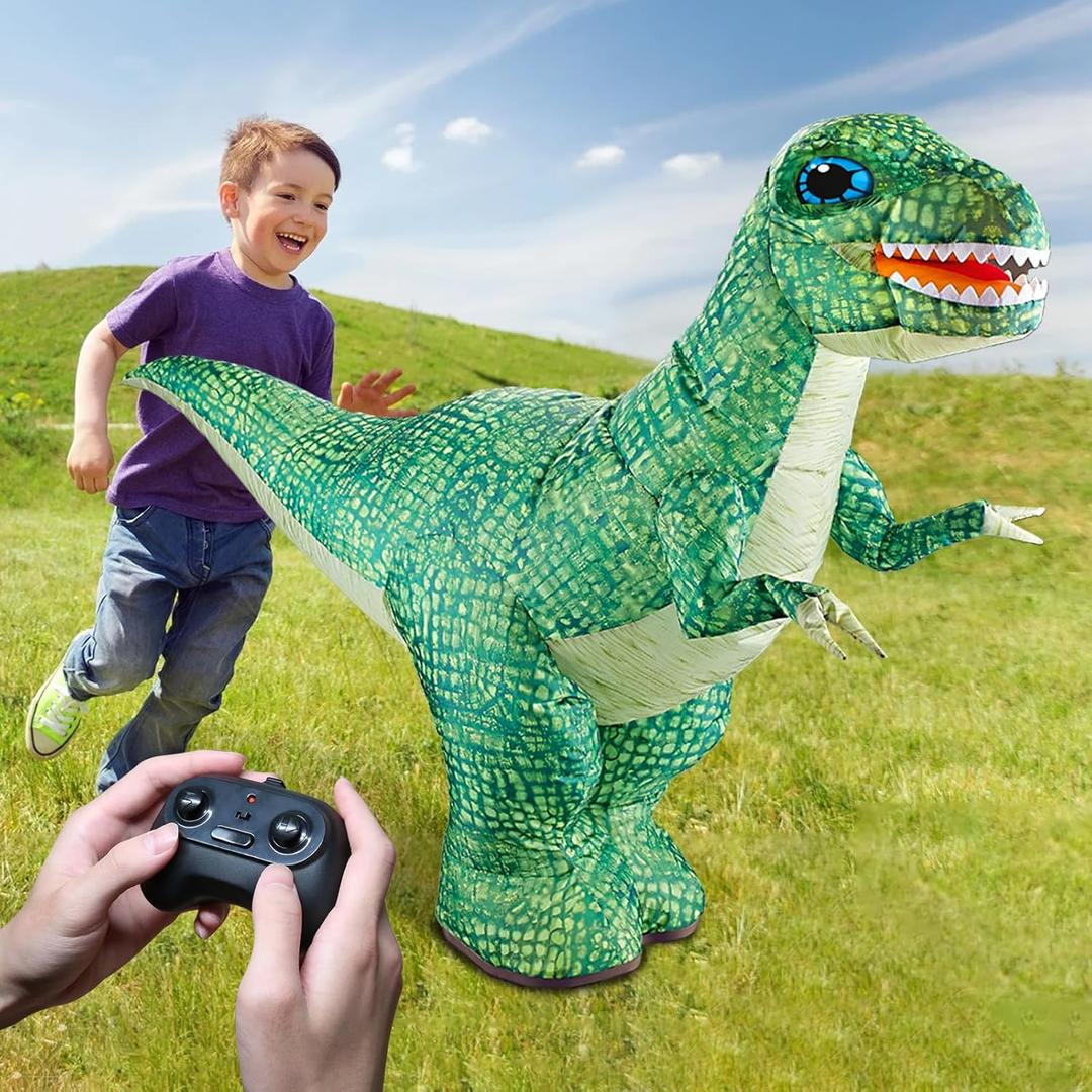 ATHLERIA Remote Control Dinosaur Toy for Kids,35.4" Inflatable Large Dinosaur Car Toys with Re-Battery,Dinosaur Party Decorations Christmas Birthday Gifts for 6 7 8 9 10 + Year Old Boys Girls Teens (Green)