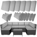 Odsiikly 14 Piece Outdoor Patio Cushion Covers Replacement, Waterproof Outdoor Furniture Cushion Covers, Fit 7 Pcs 6 Seater Wicker Rattan Conversation Sofa Set,Light Gray(Only Cover) 25.6x25.6