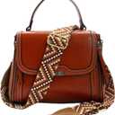Adjustable Purse Strap with Brown Leather End - 1.5" Wide Handbags, Camera, Guitar, Phone & Crossbody Bag Replacement Shoulder Straps(Gold Hardware)