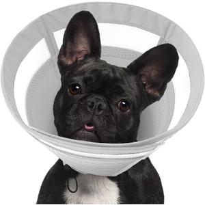 SAWMONG Soft Cone for Dogs Medium Dog Recovery Collar, Adjustable E-Collar to Stop Licking After Surgery (M, Gray)