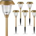 MAGGIFT Solar Pathway Lights Outdoor Waterproof 6 Pack 25 Lumen, Stainless Steel & Glass Solar Garden Lights, Auto On/Off Solar Landscape Lights for Yard Driveway, Walkway, Bright Warm White, Bronze