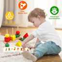 Wooden Sorting & Stacking Toys, Color Recognition Sensory Toys Shape Matching Game, Stacking Puzzle Building Blocks Learning Activities Fine Motor Skills Toy for 2 3 4 5 Years Old Kids