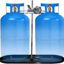 RV Dual Propane Tank Mounting Rack with Locking Device for 40lb,30lb and 20ld Tanksfor Camper and Travel Trailers with Different Connecting Pipes, (Black Lock)