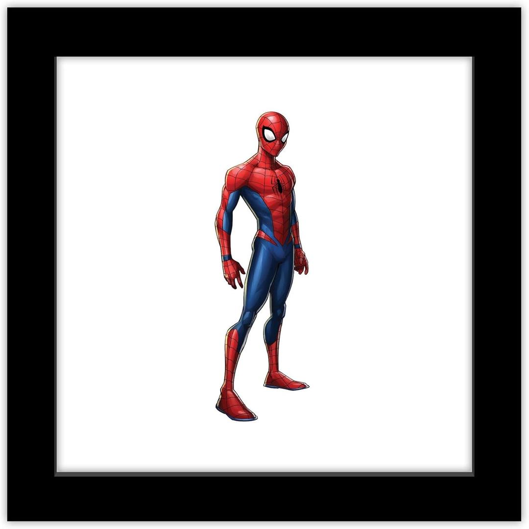 Trends International Gallery Pops Marvel Comics Spider-Man - Standing Pose Wall Art Wall Poster, 12" x 12", Black Framed Version