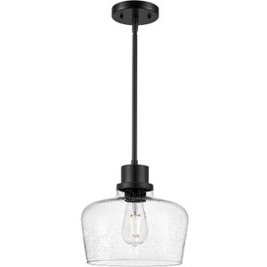 Emak 10 Inch Large Pendant Light, Black Pendant Lights Kitchen Island with Seeded Glass Shade, Modern Farmhouse Island Lights for Kitchen, Dining Room, Entrance, PL126-BK-SG