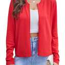 Yekaty Cardigan Sweaters for Women Knit Casual Soft Long Sleeve Open Front Cardigan(Large, Red) (L)