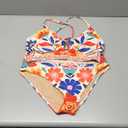 Herseas Womens 2 Piece High Waisted U Wire Bikini Set Floral Print Swimsuit Crisscross Back Bathing Suit Beach Swimwear (X-Large)