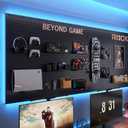 RGB Gaming Wall Organizer Peg Board with RGB LED Strip Lights, 2PCS Metal Gamer Wall Decor Peg Board with Hooks, DIY Gaming Setup Organizer PegBoard Gaming Wall Accessories 12 * 24