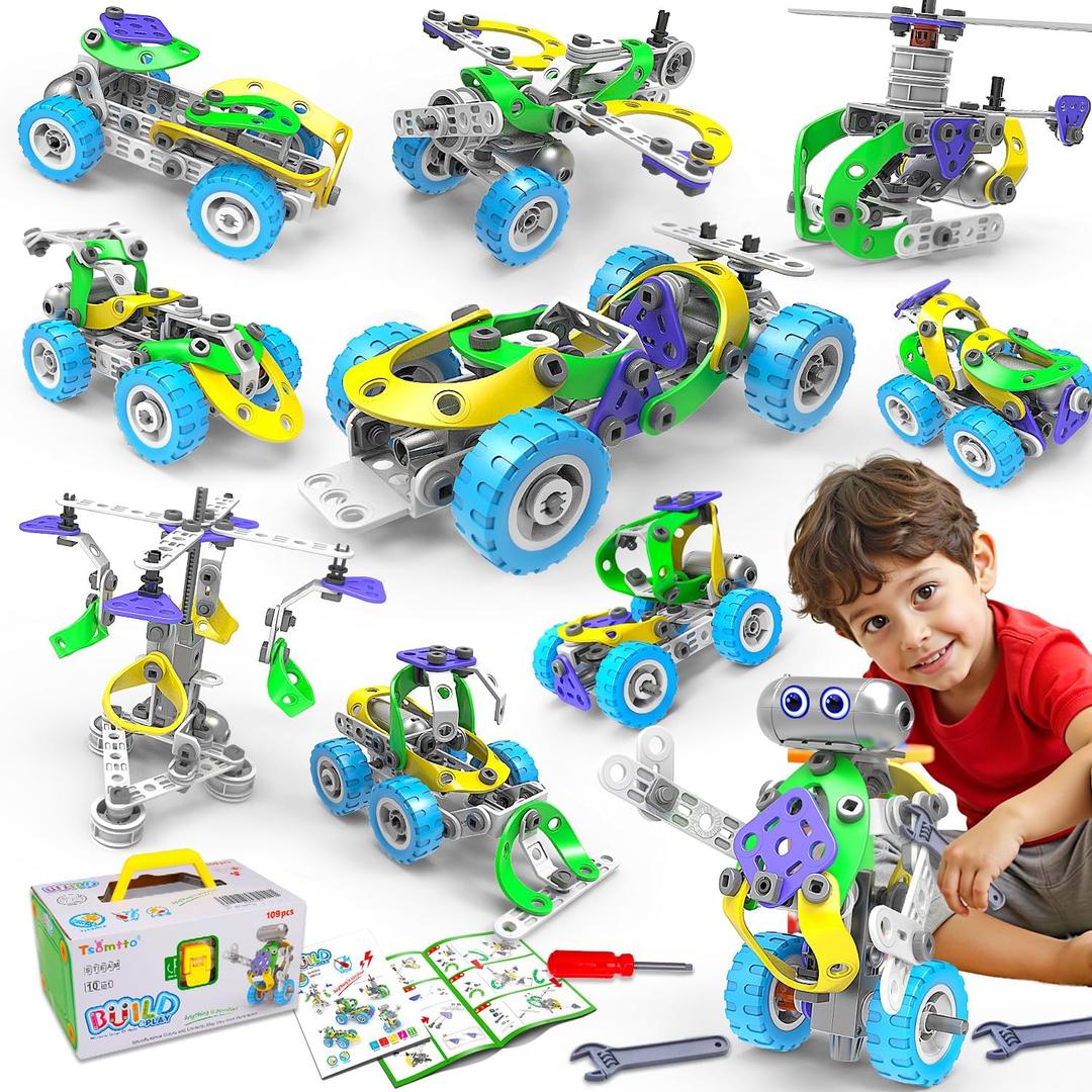 10 in 1 Electric STEM Toys for 5, 6 7, 8 9+ Year Old Boy Girl Birthday Gifts Educational Building Toys for Kids Ages 4-8, 5-7 8-12 Stem Activities Construction Toy for Boys 6-8 8-10 Valentine Idea Gift