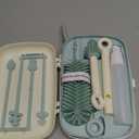 Momcozy Bottle Brush Set - Baby Bottle Cleaner Kit with Silicone Brush, Nipple Brush, Straw Brush, Soap Dispenser, Drying Rack - 7 in 1 Bottle Cleaning Tool for Home and Travel, Green (Classic Style)