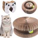 Kitty Kurlz Cat Toy, Magic Organ Cat Scratch Board, Compact Cats Accordion Toy, Foldable Interactive Cardboard Cat Scratcher Pad Toys with 1 Bell Balls for Indoor Cats