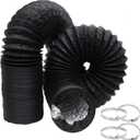 4 Inch Flexible Ducting Hose 16.5 feet, Black Aluminum Ducting Dryer Vent Hose with 2 Screw Clamps for Heating Ventilation Air Conditioning (HVAC), Boat Blower, Exhaust Grow Tents