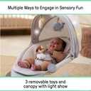 Ingenuity InLighten Baby Swing, 3-in-1 Bounce, Sway & Stationary Seat, Bluetooth Music, Light-Up Canopy, Remote Control, Vibrations, 5-Point Harness, Pebble Shore
