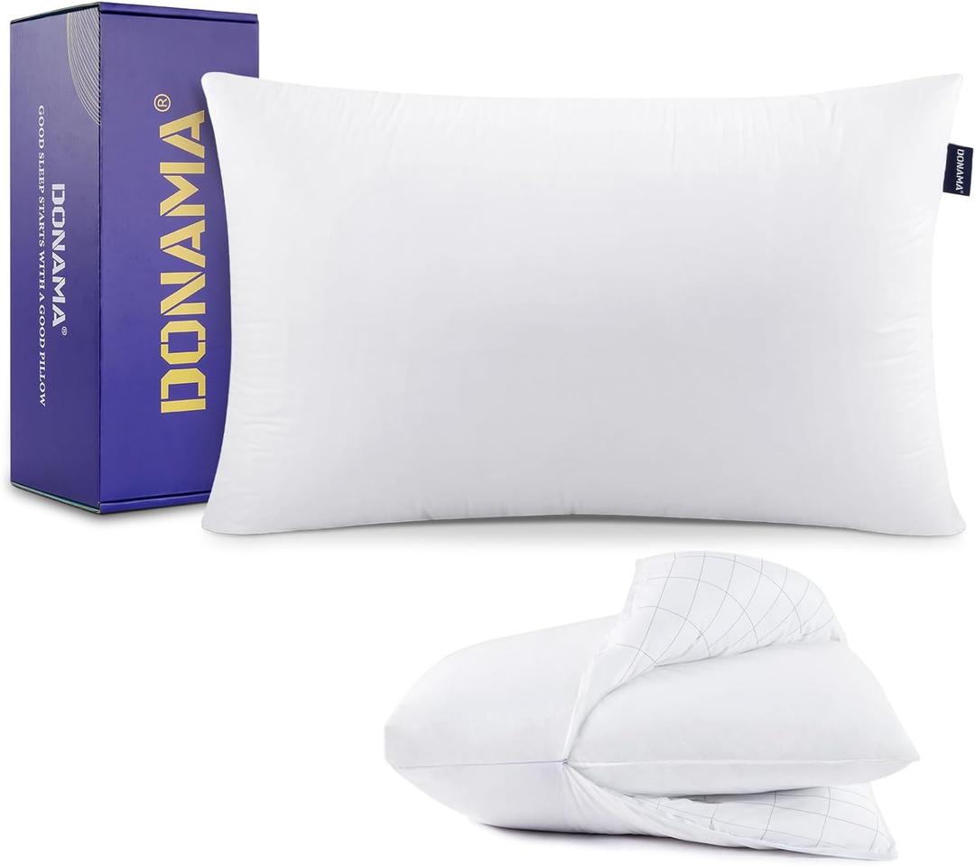 DONAMA Bed Pillows for Sleeping King Size, Adjustable Hotel Quality Pillow with Down Alternative Fill, Soft and Supportive Pillows for Side and Back Stomach Sleepers, 2 in 1 Pillow - 1 Pack