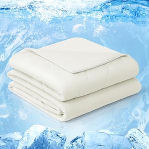 EASELAND Cooling Comforter Queen, Cold Touch Fabric Absorbs Body Heat, Double-Sided Cool Design Soft Fluffy Cooling Blanket for Night Sweats Hot Sleeper (Beige, Queen (90"x90"))