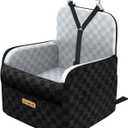 PETICON Waterproof Dog Car Seat for Small Medium Dogs, 6in Memory Foam Pet Booster Seat for Dogs up to 35 lbs with Pockets, Detachable Washable Pet Carseat with Y-Shape Safety Belt