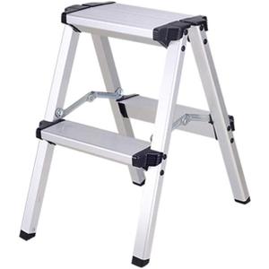 2 Step Ladder, Aluminum Folding Step Ladder, Portable Small Kitchen Step Stool, Lightweight with Widen Pedals by Glosiory, Solid Handy Metal Step Stool for Home, Kitchen, RV, SUV, Garage, 330lbs
