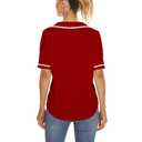 Women Baseball Jersey Button Down Tee Short Sleeve Shirt Sports Uniform Softball Jersey Active T-Shirt (Red,4XL)