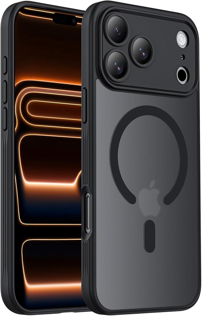 Symcele Designed for iPhone 17 Pro Case, Compatible with MagSafe, [Camera Protection] [15FT Military Drop Protection] Shockproof Translucent Matte Anti-Slip Phone Case, 6.3", Black