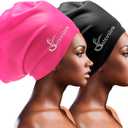 Extra Large Swim Cap for Braids and Dreadlocks Women Men Silicone Swimming Cap for Long Thick Curly Weaves Afro Hair Extensions (Black, Fuchsia)