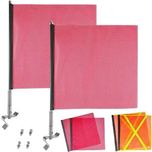 2 Pack Mount Warning Flag 18" x 18" Flag Pole for Truck, Oversize Load Flags, Safety Flags for Trucks, Warning & Safety Flag for Truck
