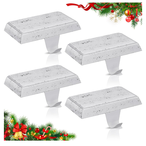 Zhengmy Christmas Stocking Holders for Mantle Weighted Stocking Holder Fireplace Hangers for Xmas Holiday Party Decoration(Stainless Steel,White,6 Pcs)