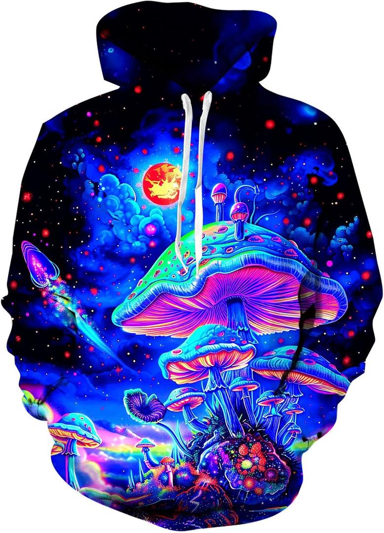 RAISEVERN Hoodies for Men Women 3D Graphic Fleece Sweatshirts Pullover Novelty Cool Funny Hoody Hooded With Pockets