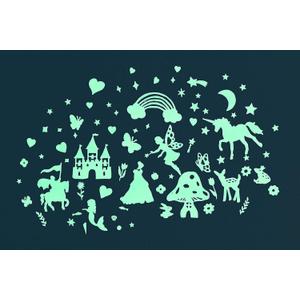 GLOPLAY Fairy Tales Series (78pcs/Pack), Glow in The Dark Educational Wall Stickers, The Eco-Friendly and Brightest Wall Stickers for Ceiling, Bathtime, Bedroom, Party, Decor