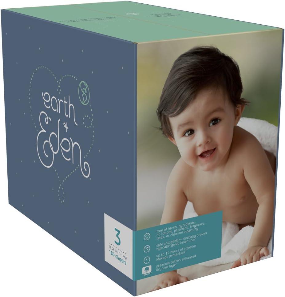 Earth and Eden 16 through 28 lb size 3  180 diapers