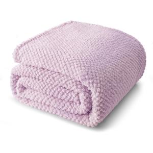 Whale Flotilla Queen Size Fuzzy Fleece Blanket for Bed, 90x90 Inch Fluffy Warm Soft Jacquard Blankets for All Season, Lightweight and Cozy, Lilac