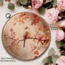 Sufamb Farmhouse Fall Bird Round Wall Art Decor, Cottagecore Autumn Sparrow Canvas Artwork Framed, Rustic Fall Bird Wall Hanging Prints Decorations for Home Bedroom Living Room Decor, 10x10 Inches