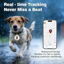 Smart GPS Tracker for Dogs|mini Easy to use Cat GPS Tracker|Waterproof and Drop-Proof|Real-time Positioning Smart Alarm pet Tracker|Extra Long Battery Life of 365 Day|No Subscription (Android & iOS)