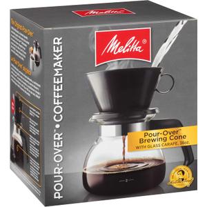Melitta PourOver Coffee Brewer W/ Glass Carafe, Holds 6  6 Oz Cups, Black