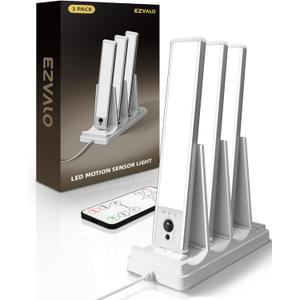 EZVALO Under Cabinet Lighting with Charging Station, Rechargeable Motion Sensor Light Indoor, Dimmable Closet Lights Wireless, 5700K, Motion Activated Under Counter Lights for Kitchen,Pantry(3 Pcs) (Cool White)