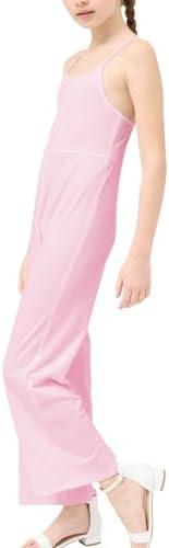 B&GCozy Girls Casual Loose Sleeveless Stretchy Wide Leg Pants, Jumpsuit Rompers for Girls, Size M