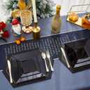 N9R 60PCS Black Plastic Plates Square, 30 Dinner & 30 Dessert Plates Heavy Duty, Fancy Disposable Plates for Party, Wedding and other Events