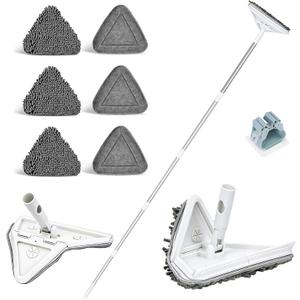Wall Cleaner Mop with 80" Long Handle.3-in-1 Ceiling Cleaning Tool Duster with 180 Foldable & 360 Rotating Head. Includes 6 Washable Pads for Walls, Baseboards, Windows & Floors. No Ladder Needed.