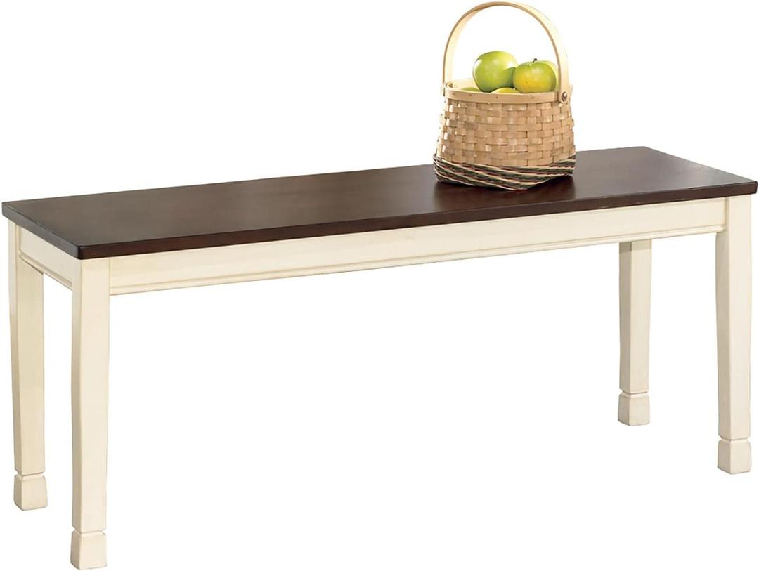 Signature Design by Ashley Whitesburg Cottage Rectangular Dining Bench, Brown & Antique White, 42"W x 14"D 18"H