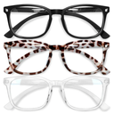 FONHCOO Blue Light Blocking Glasses Fashion Round TR90 Frame Transparent Eyewear Anti UV Computer Glasses for Women Men