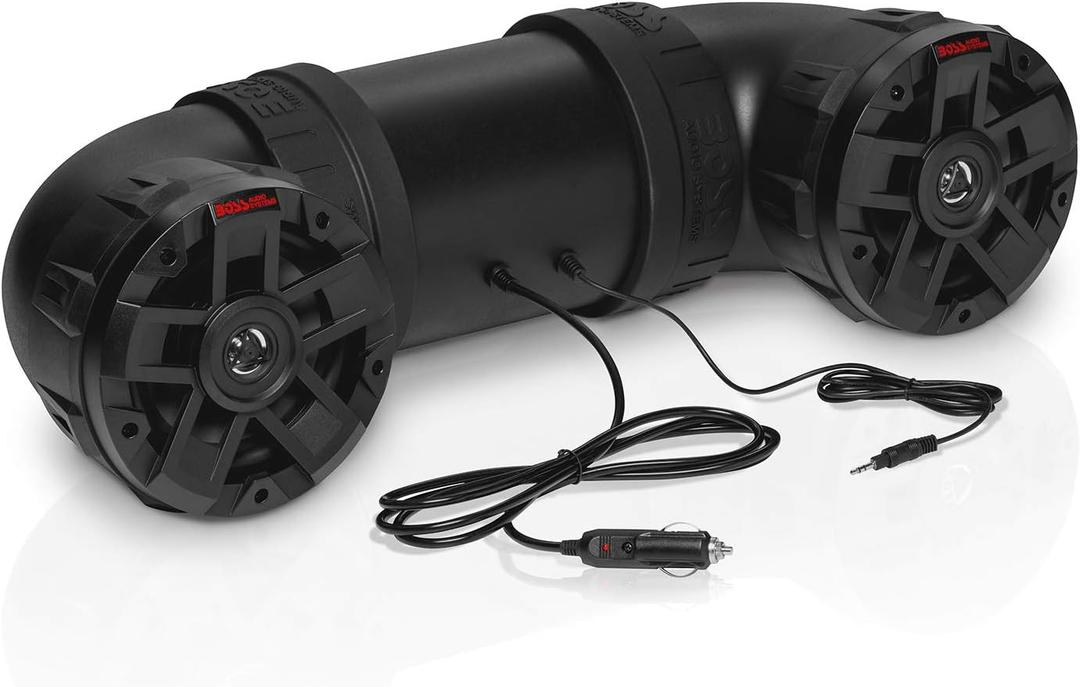 BOSS Audio Systems ATV6.5B ATV UTV Weatherproof Sound System - 6.5 Inch Speakers, 1.5 Inch Tweeters, Built-in Amplifier, Bluetooth, Easy Installation for 12V Vehicles