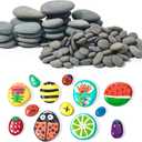Simetufy 150 Pcs Small Painting Rocks for Craft, Natural River Rocks to Paint 125Pcs 0.5-1'' & 15pcs 1.2-2'' & 10pcs 2-2.8'', Flat Smooth Stones for Painting, Arts, Kindness, Garden Decorative
