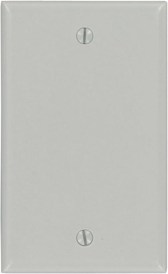 Leviton 1-Gang No Device Blank Wallplate, Standard Size, Thermoset, Box Mount, 87014, Gray